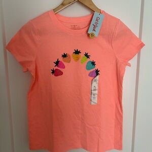 Cat & Jack Kids' Coral Rainbow Strawberry T-Shirt